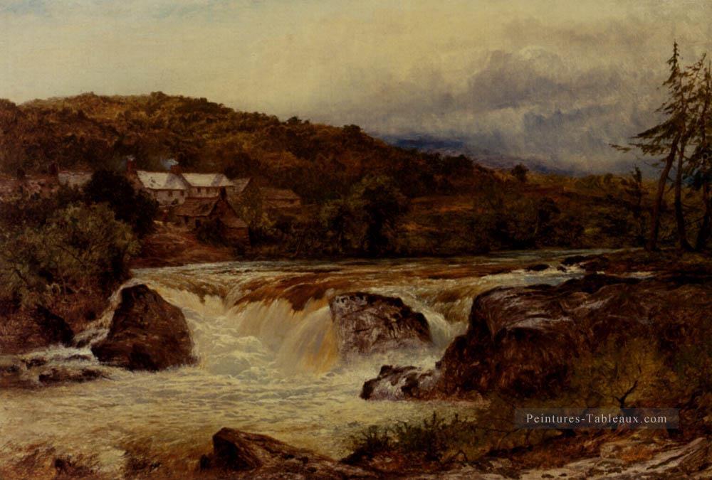 Près de Bettws Y Coed La jonction de Conway et le paysage de Llugwy Benjamin Williams Leader ruisseaux Peintures à l'huile